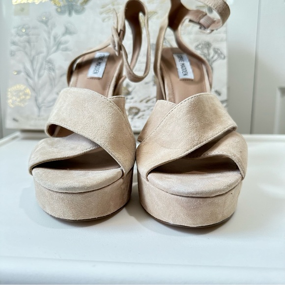 Steve Madden Womens Jodi Platform Block Sandals Beige Suede Size 9.5 New No Box - Picture 6 of 10